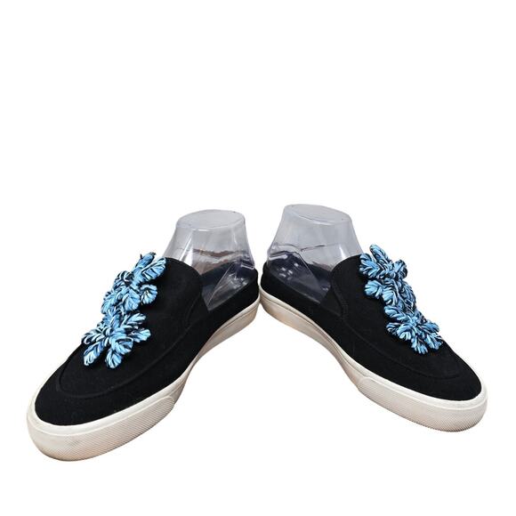Louise et Cie Lo Branlin Embellished Raffia Black Slip-On Floral Sneaker 7 - Picture 5 of 9